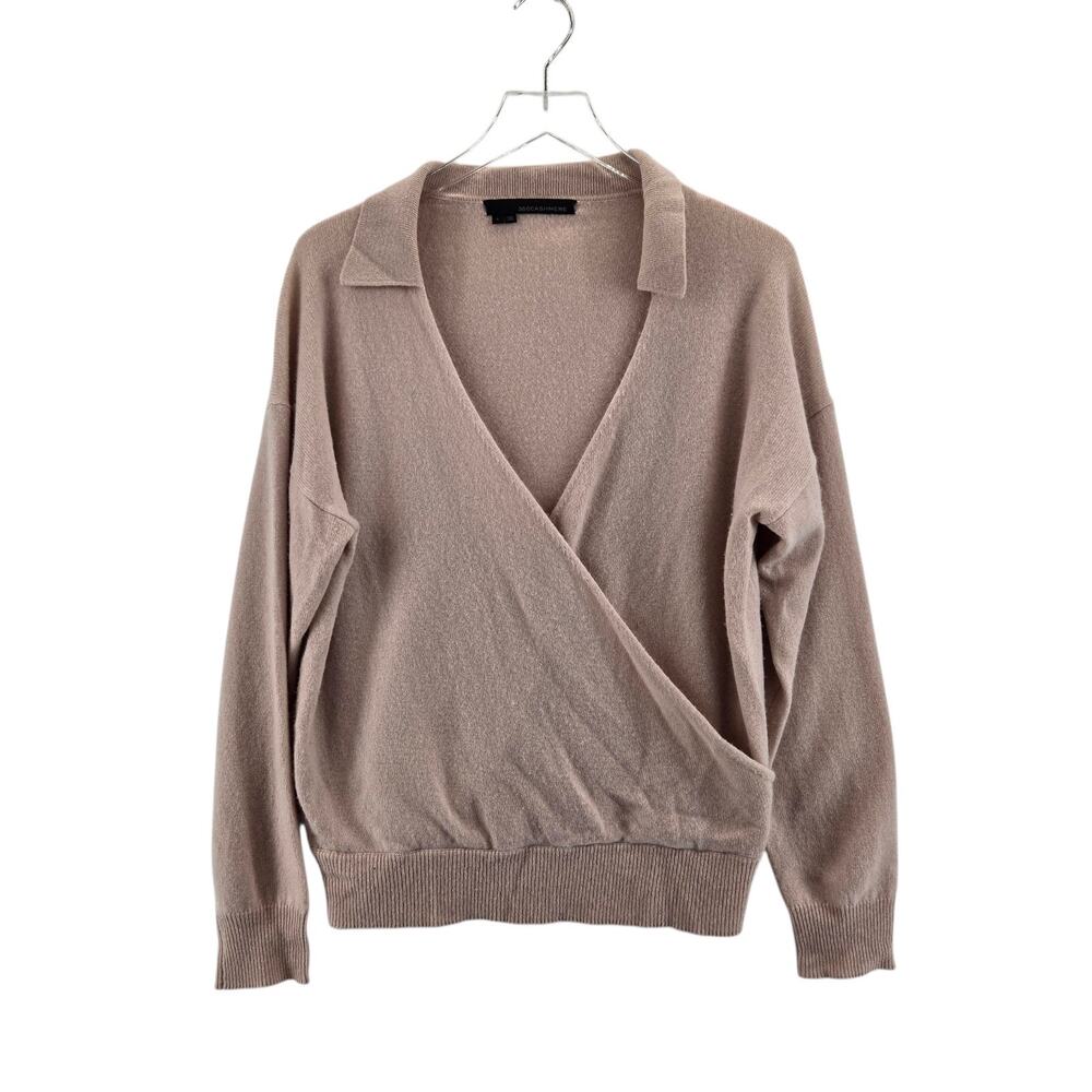 360 Cashmere Wrap Sweater Womens Large Light Pink‎ V-Neck Surplice Balletcore